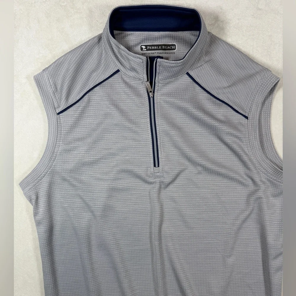 Official Pebble Beach Golf Size Medium Blue and Gray Performance Vest